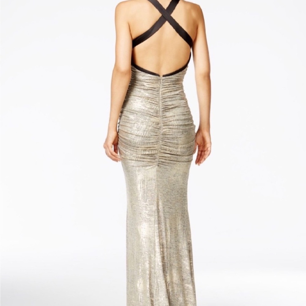 Calvin Klein Metallic Gold Dress with Black Straps